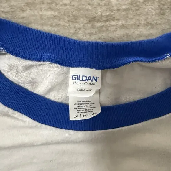 Detroit Shirt With Face Of A Lion, Blue And White 3/4 Sleeve 2XL - Picture 3 of 6